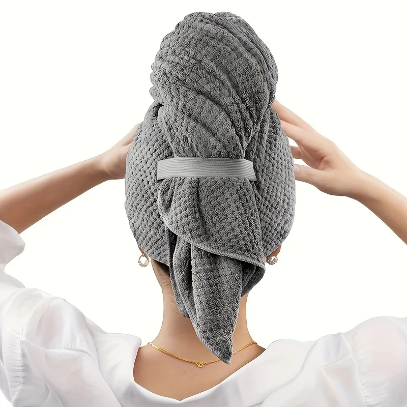 Microfiber Hair Towel Extra Large Wrap Quick Dry Hair Towel Wrap with Elastic Band , Ultra Absorbent Soft Hair Towel Wrap Turban view 6