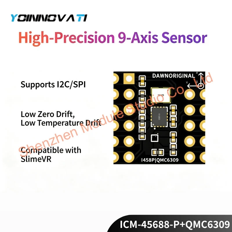 ICM45688 9-Axis IMU Module with QMC6309 Magnetometer, Gyro+Accel, SPI/I2C, ICM45686 Motion Sensor Board
