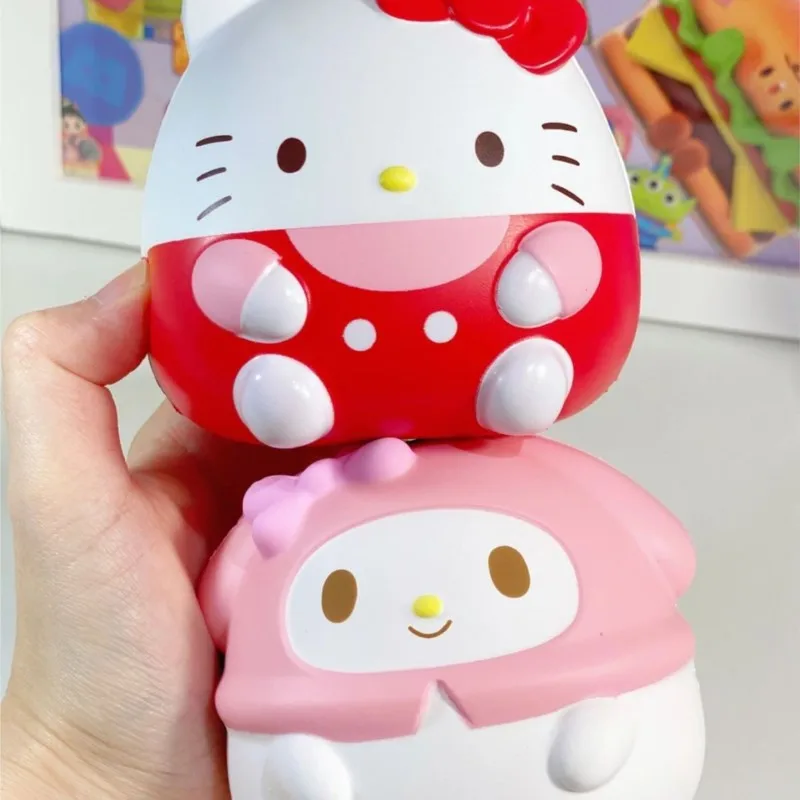 Sanrio-figuras de acción de Hellokitty, juguete de descompresión de música, Kuromi, Mymelody, Cinnamoroll, con ventilación de rebote lento, regalo