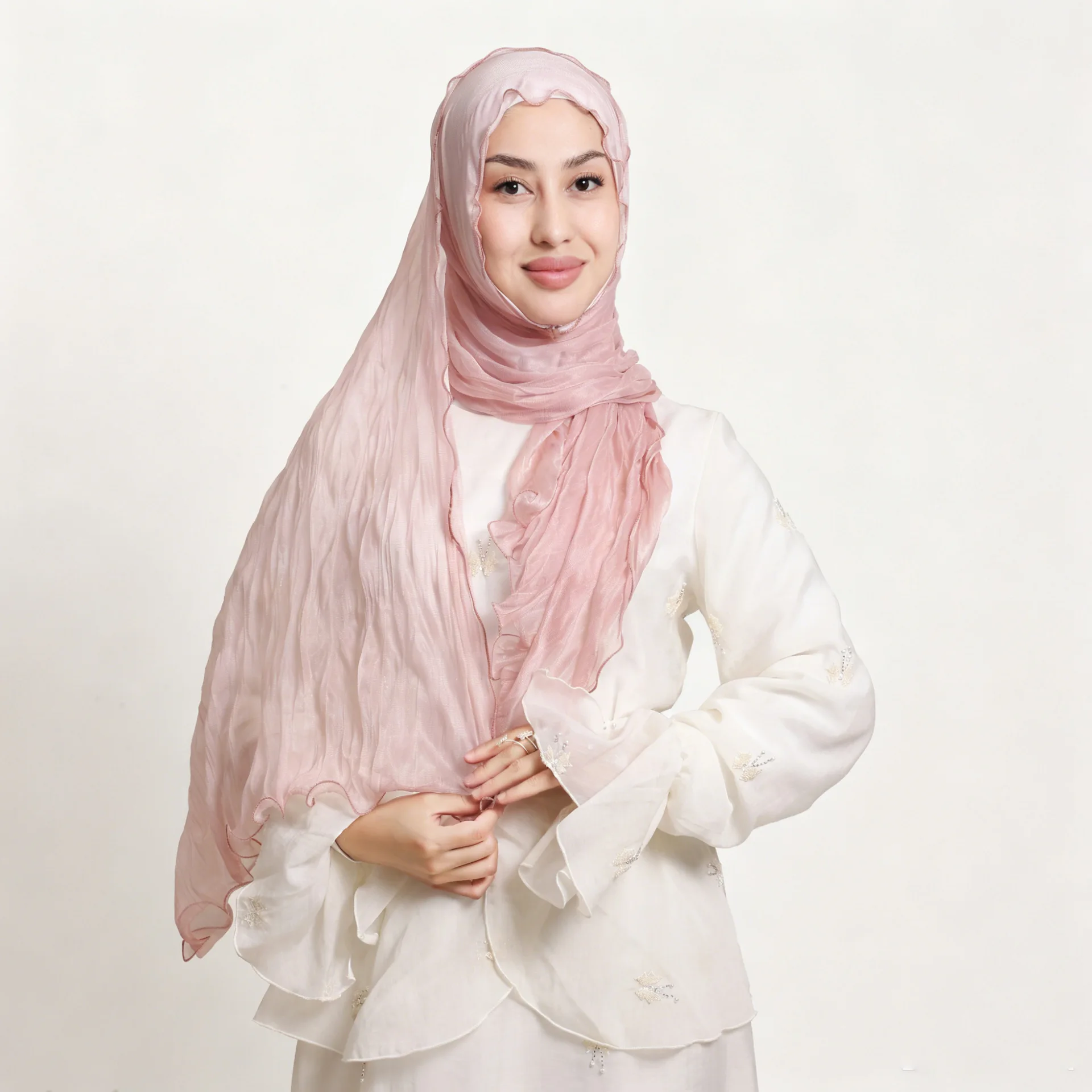 Crinkle Chiffon Wrinkled Voile Shawl Elegant Satin Hijab Thin Summer Headscarf Ladies Ramadan Casual Head Wrap Fashion Headband