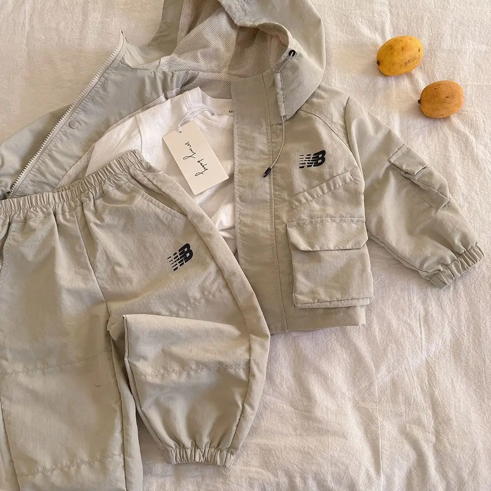 

Children's Spring and Autumn Set Fashion New Style Boys' and Girls' Casual Hooded Jacket+Pants Two Piece Set