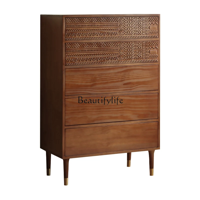 

Side cabinet hotel retro storage locker B & B inn carving