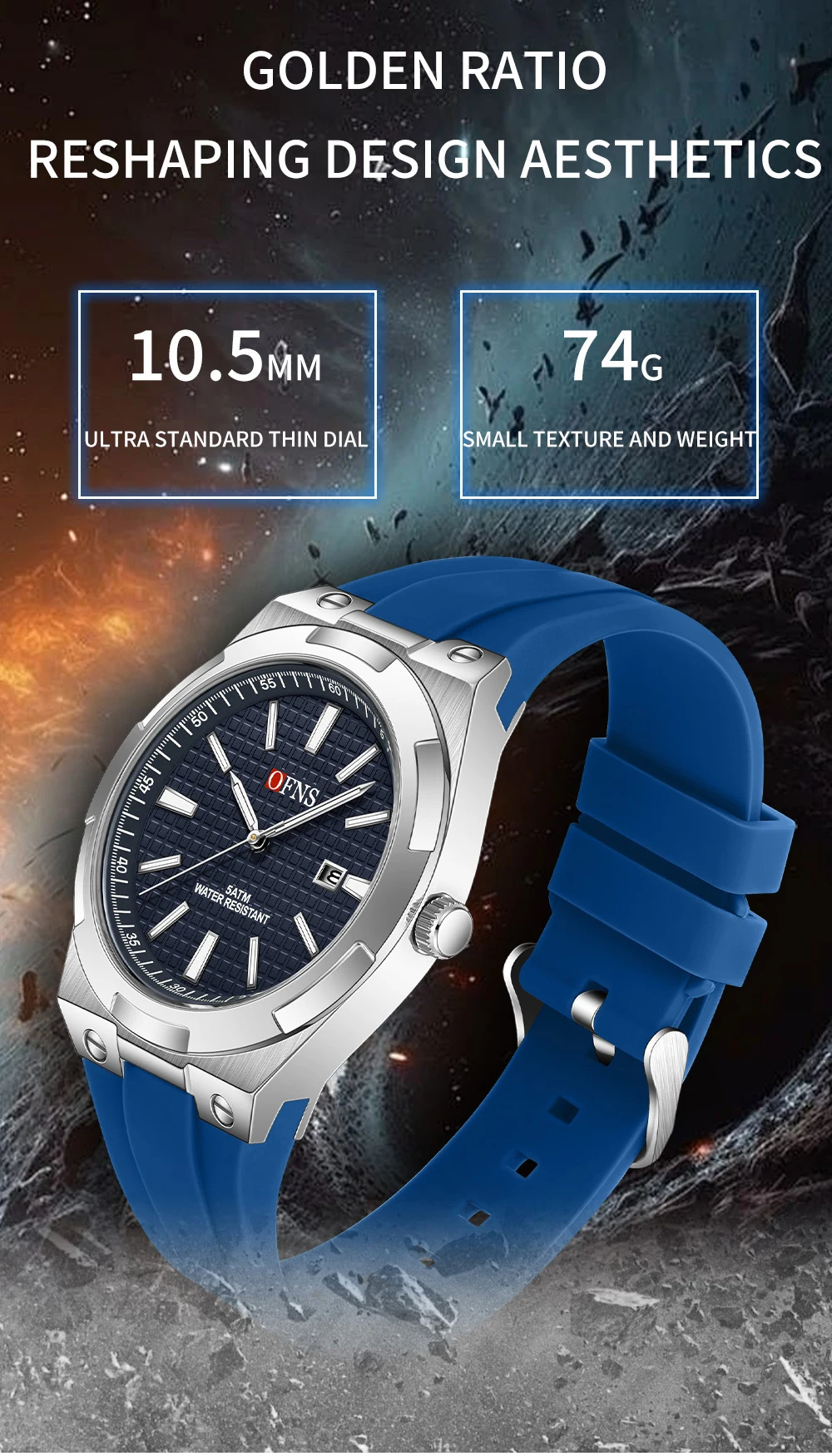 2025 OFNS جديد 8040 ساعة كوارتز رجالية عصرية بسيطة تقويم واحد مقاوم للماء ضوء الليل رجال الأعمال ساعة كوارتز