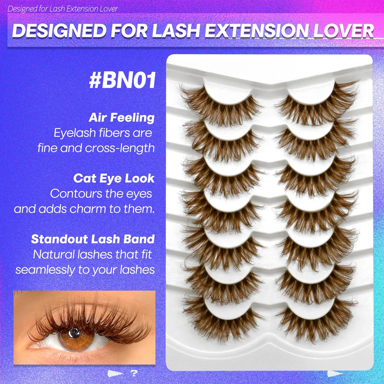 ヴェルトリネ ブラウン ラッシュ ウィスピー フラッフィー つけまつげ キャットアイ ラッシュ ブラウン アイラッシュ クリアバンド Dカール フェイクアイラッシュ メイクアップ