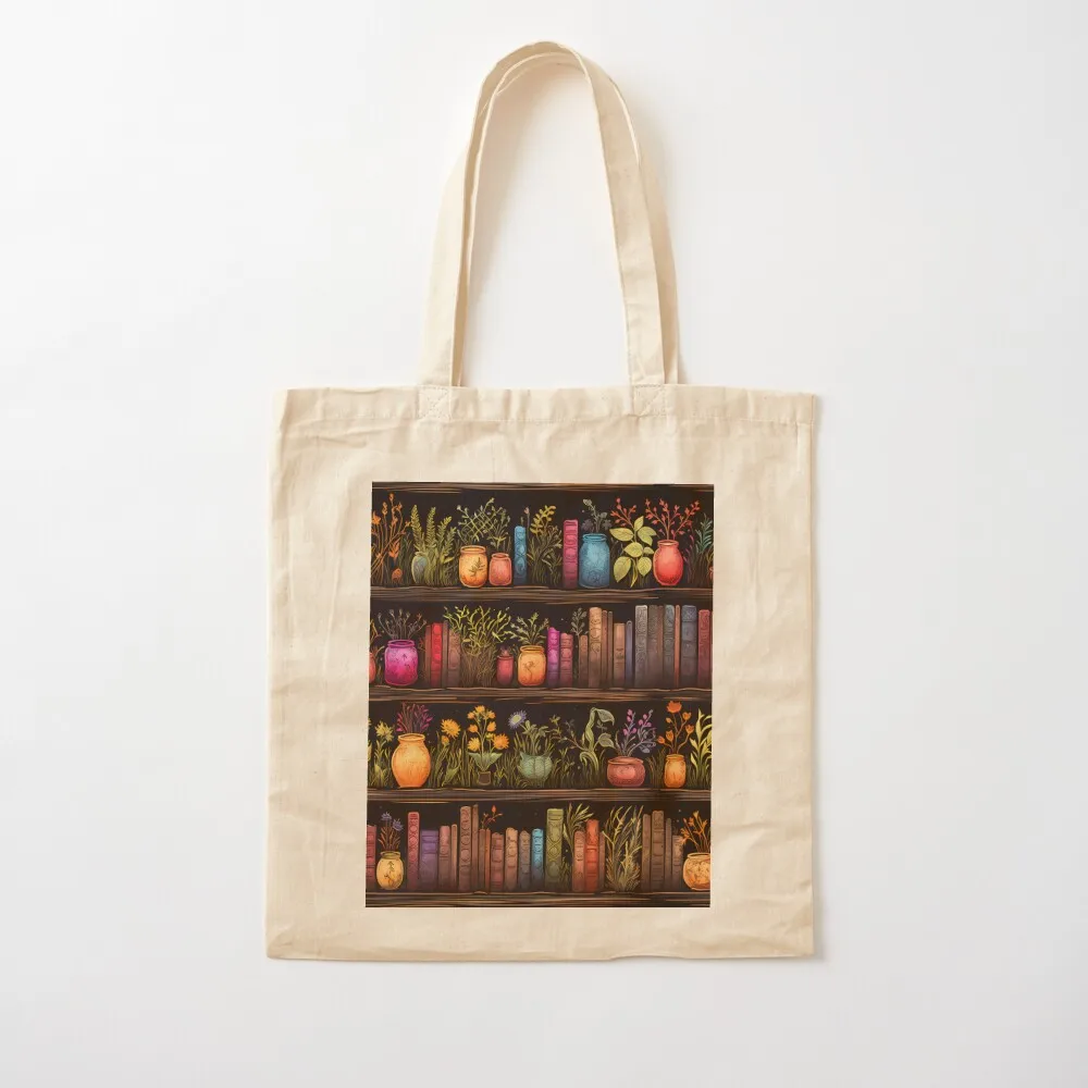 

Shelves of Books and Herb Plants Pattern Tote Bag ecological bags Lady bag Canvas Tote Bag