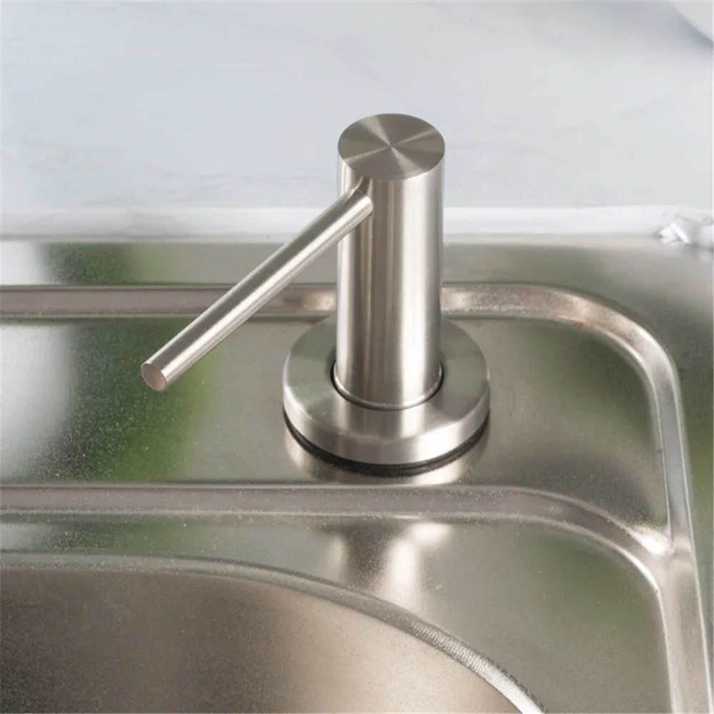 Kitchen Sink Soap Dispenser Built-in Hand Press Pump Detergent Liquid Soap Dispenser for Dish Washing Stainless Steel Brushed