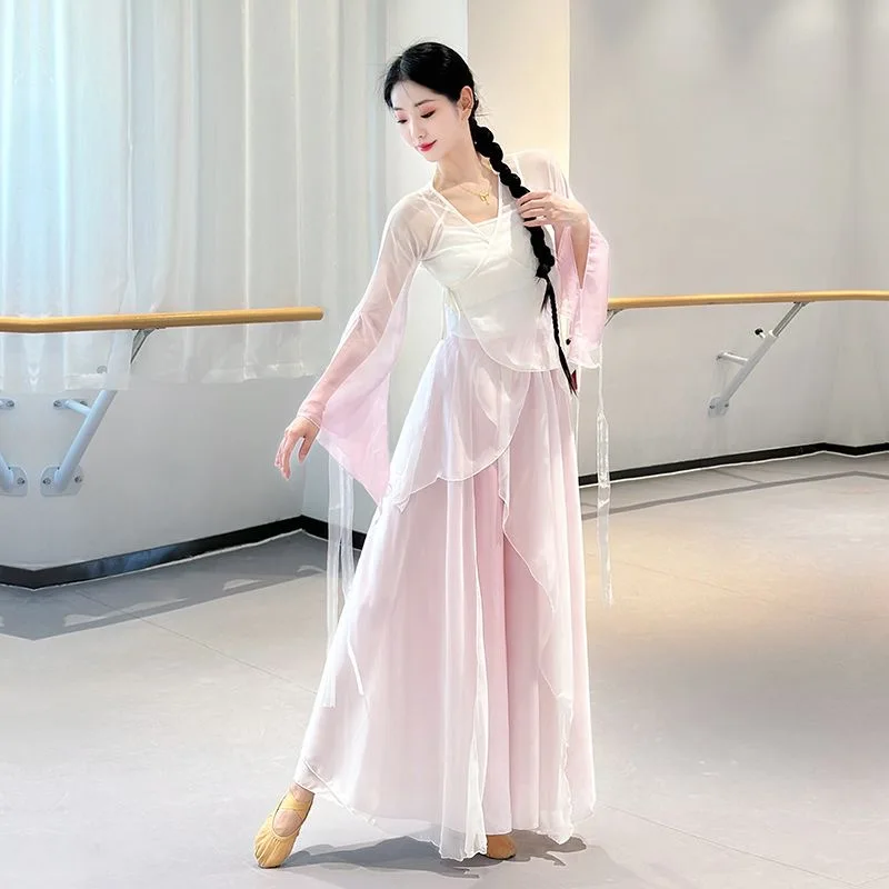 Costumi di danza classica, danza elegante, abiti di garza simili a una fata, ritmo del corpo cinese, Hanfu, abiti da allenamento, spettacoli