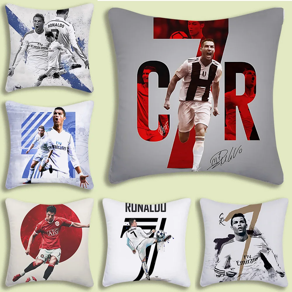 CR7 Pillow Covers Cartoon Cristiano Ronaldo Sofa Decorative Home Double-sided Printing Short Plush Cute Cushion Cover