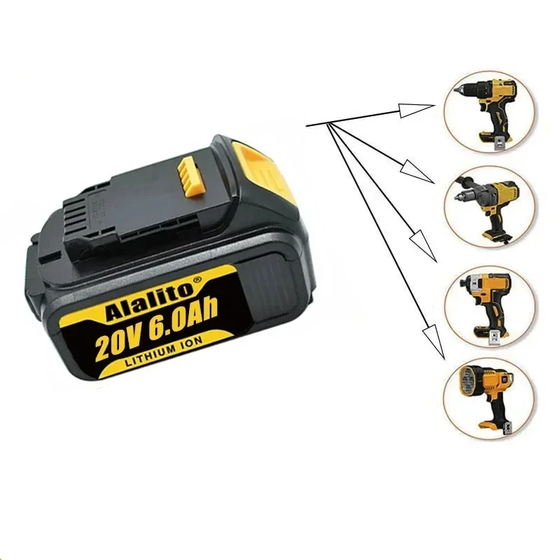 1-3piece 20V 6.0Ah 8.0Ah 12.0Ah DCB200 18650 Replacement Li-ion Battery for DeWalt MAX DCB205 DCB201 DCB203 Power Tool Batteries