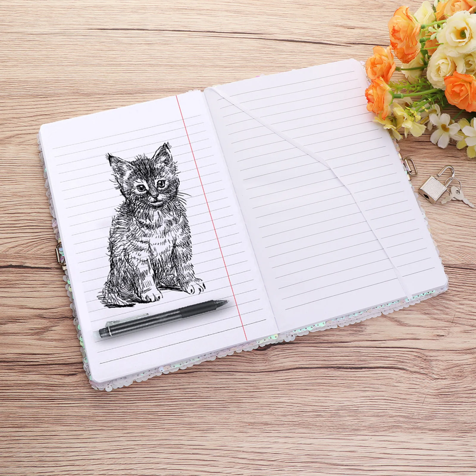 Colorful Pet Sequin Notebook Memo Notepad Lock Diary Journal Travel Schedule Checklist Sequin Cover Personalised Hand Account