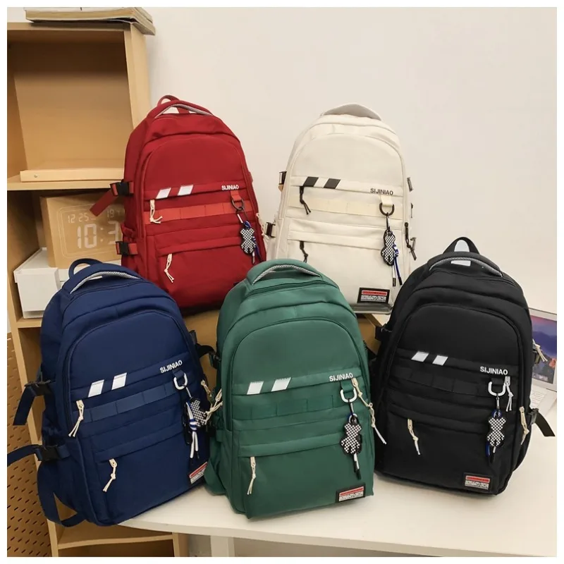 High Capacity Zipper Solid Color School Bags 2024 Hot Sale Bags for Schoolchildren Fashion Versatile Bolsa Alumno