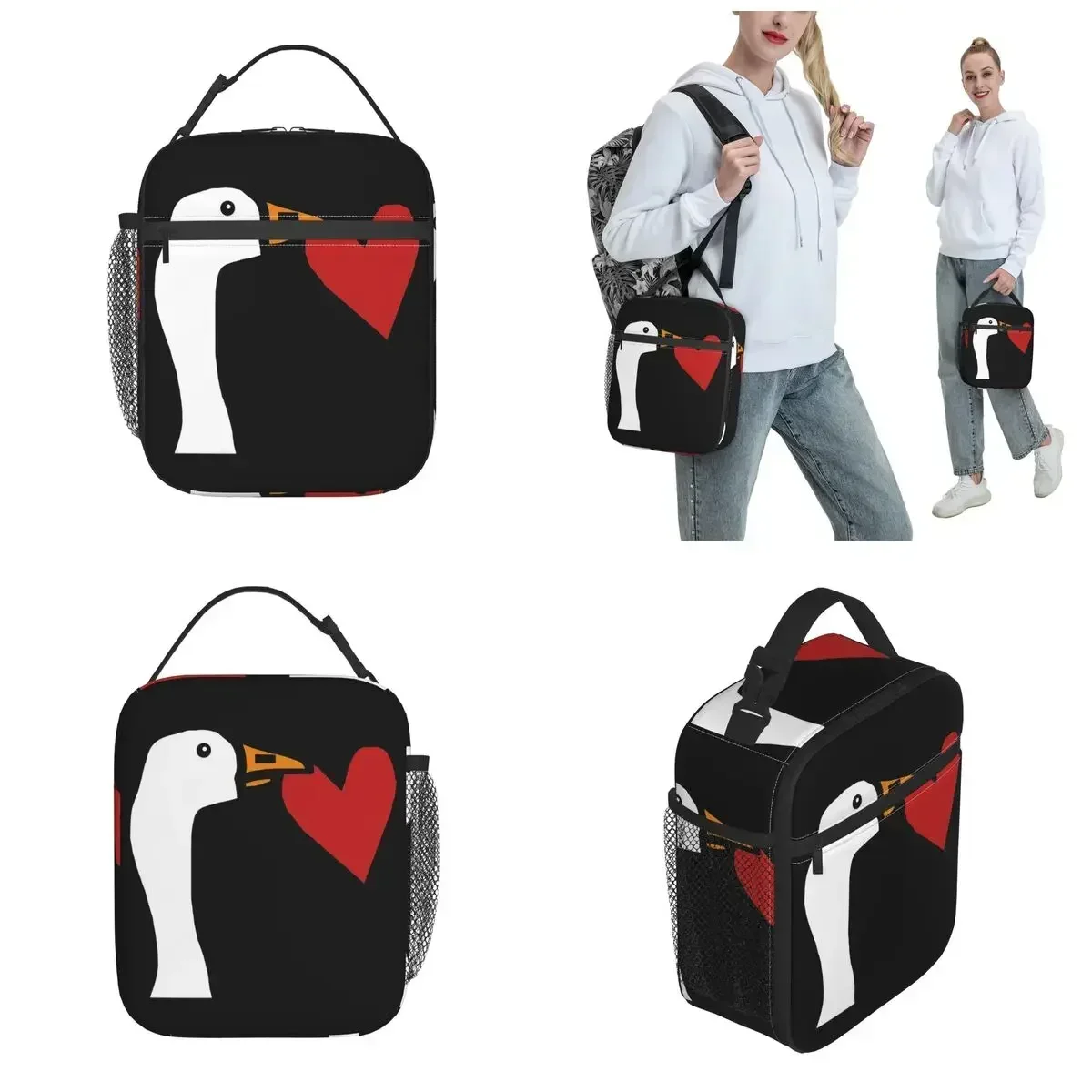 Lunch Boxes Funny Goose Stealing A Heart Product Valentines Day Storage Food Box Fashion Cooler Thermal Bento Box For School