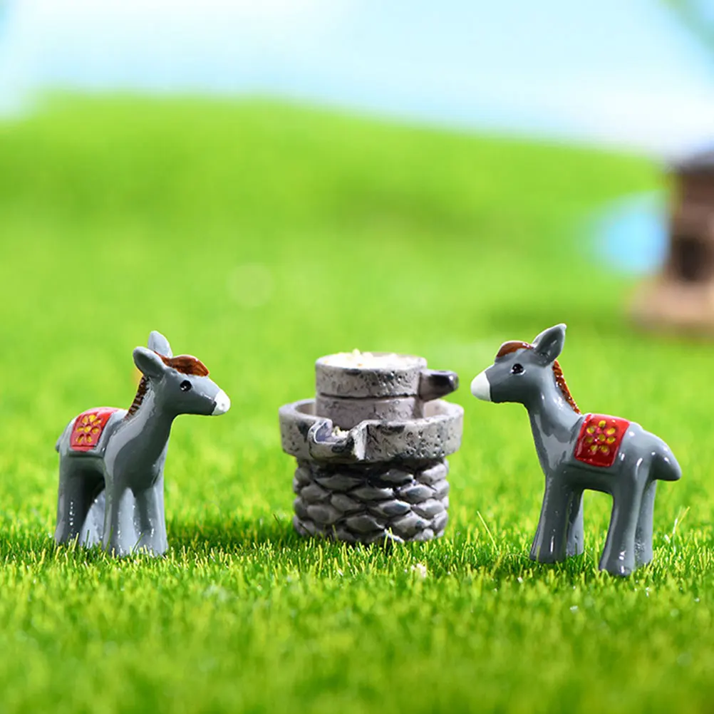 

6pcs Mini Donkey Figurines Resin Little Donkey Ornaments Garden Decor Statue Tiny Animals Miniature Landscape Accessories