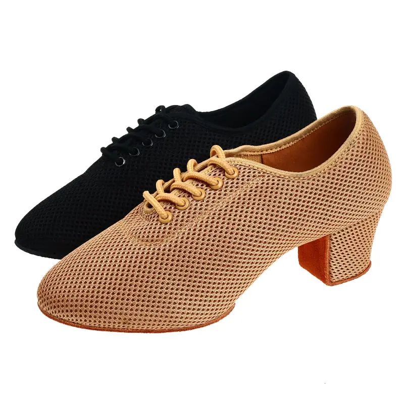 Women Dance Shoes Ladies Jazz Latin Dancing Adult Ballroom Salsa Tango Shoes Female Middle Heeled Breathable Training Sneakers