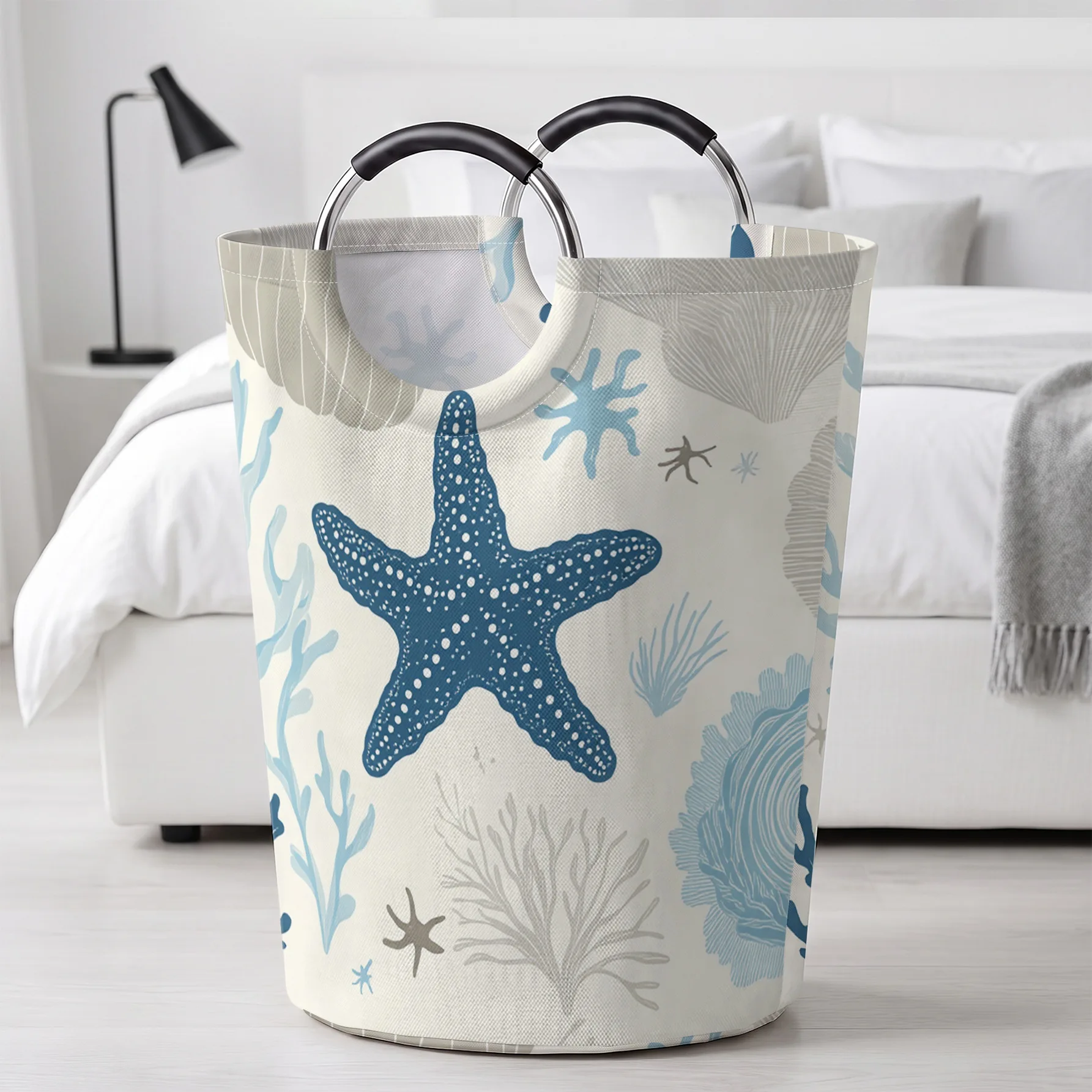 Ocean Starfish Coral Shell Handheld Storage Basket, For Laundry, Bedroom & Home Sundries Storage