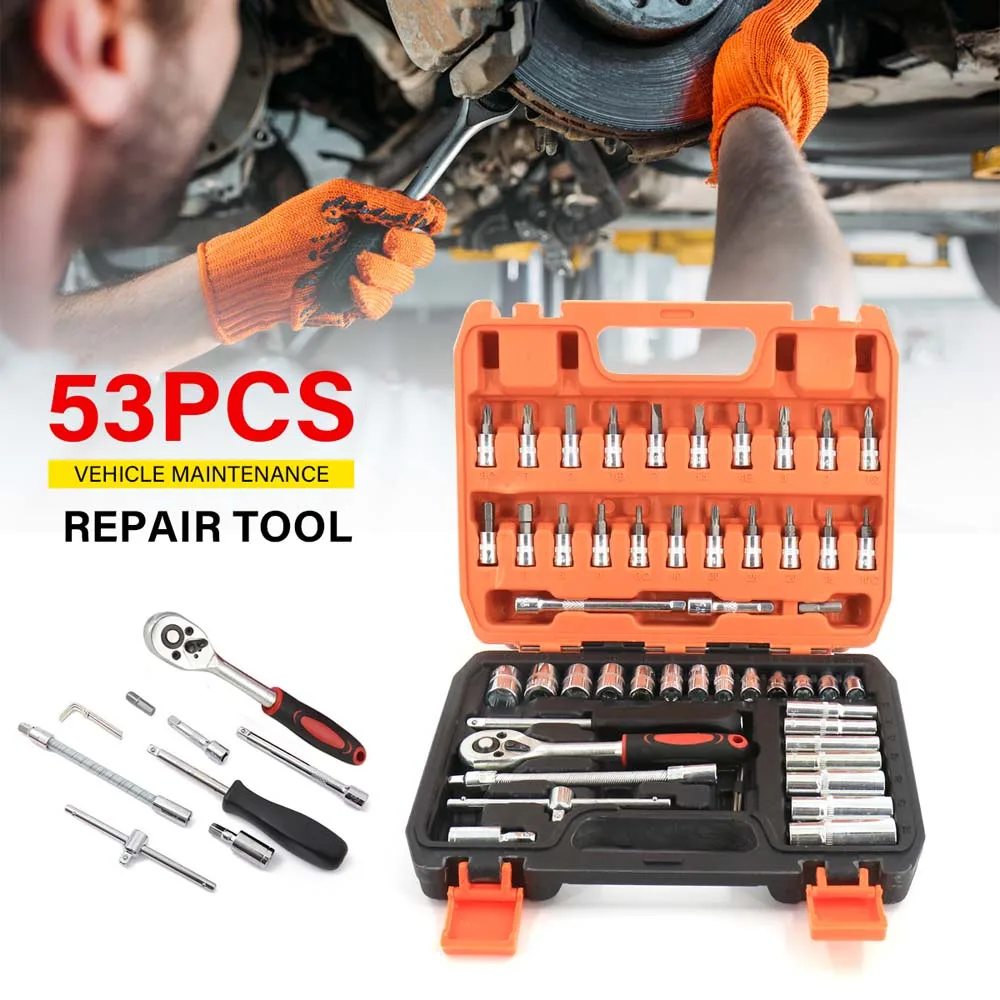 53Pcs/Set Flexible Socket Kit 1/4