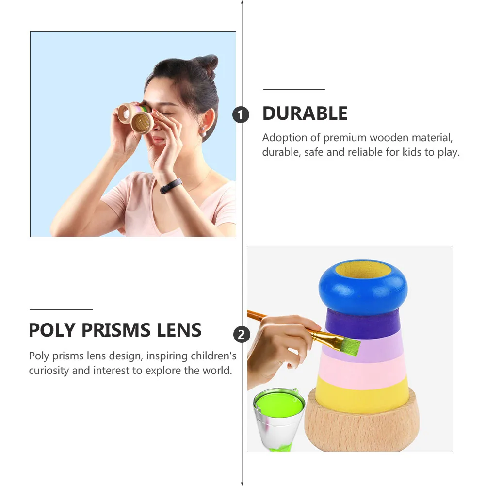 

2pcs Wooden Kaleidoscope Toy Educational Grasp Plaything Kids Child Fun Prisms Lens Vision Development H Eye Coordination