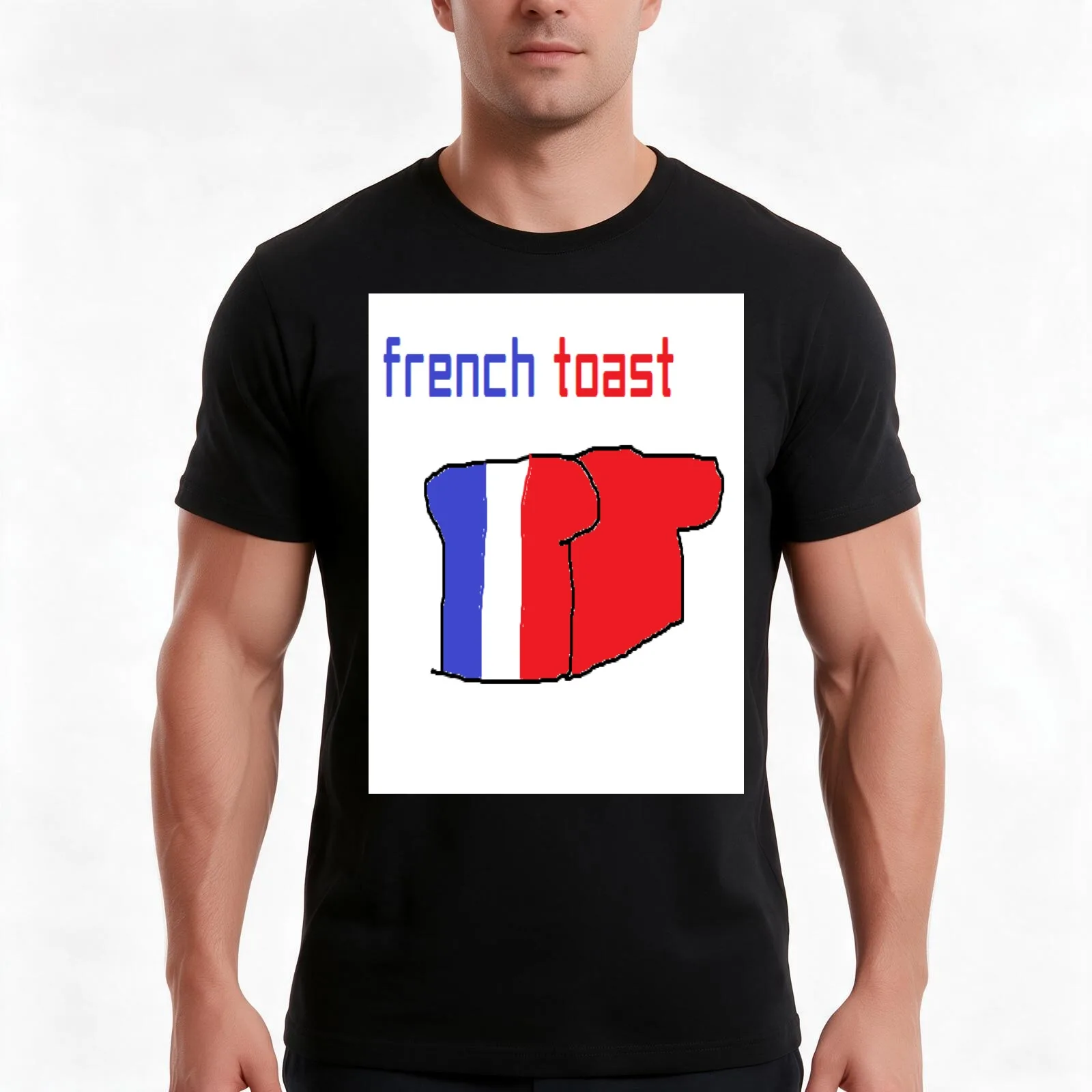 french toast T-Shirt, Summer Casual Cotton Tee, Oversized Streetwear Tops, Vintage Graphic Print, Loose Fit Short Sleeve
