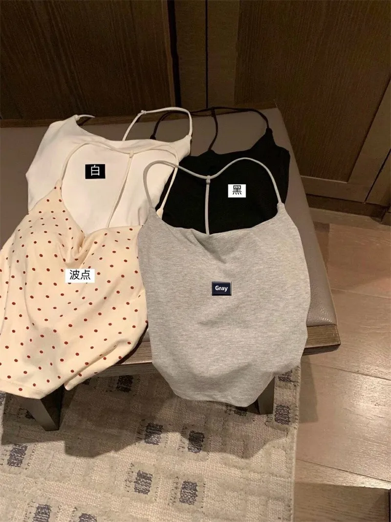 Sweet Pure Desire Integrated Fixed Cup Chest Pad  Hanging Neck Strap Vest Beautiful Back Underwear Base Layer