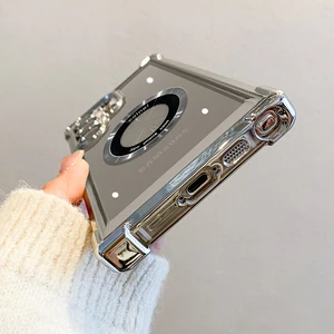 Case of wireless load magnetic plating, light lens protection cover, luxury, samsung s24 ultra, s23 fe, s22 plus, s21, s20, note 20 Main sales cover Samsung S21 - №2