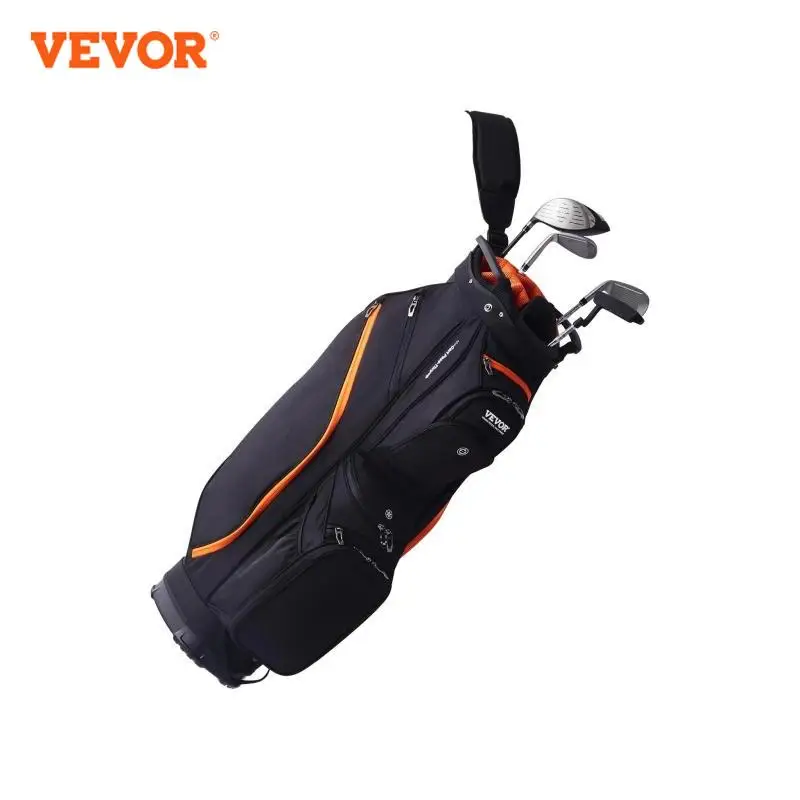 VEVOR Sacca da Golf con Divisori Organizzatori a 14 Vie, Sacca da Golf Premium 920 mm con 13 Tasche, Borsa da Golf Resistente con Manici, Copertura Antipolvere e Cinghie Staccabili Nero e Arancione