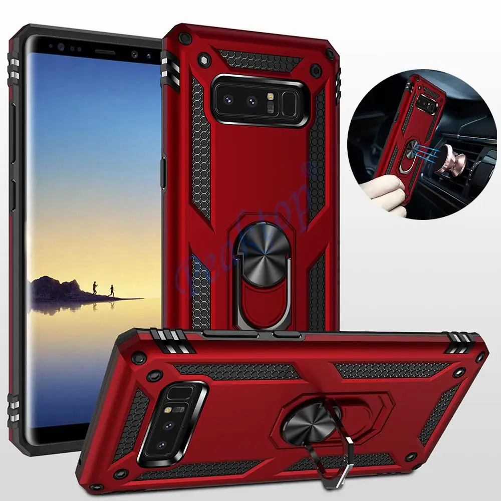 For Samsung Galaxy S7 S8 S9 S10 E Plus Lite S10E Note 9 8 Phone Cover Case Armor Shockproof Car Stand Holder Ring Magnetic Coque