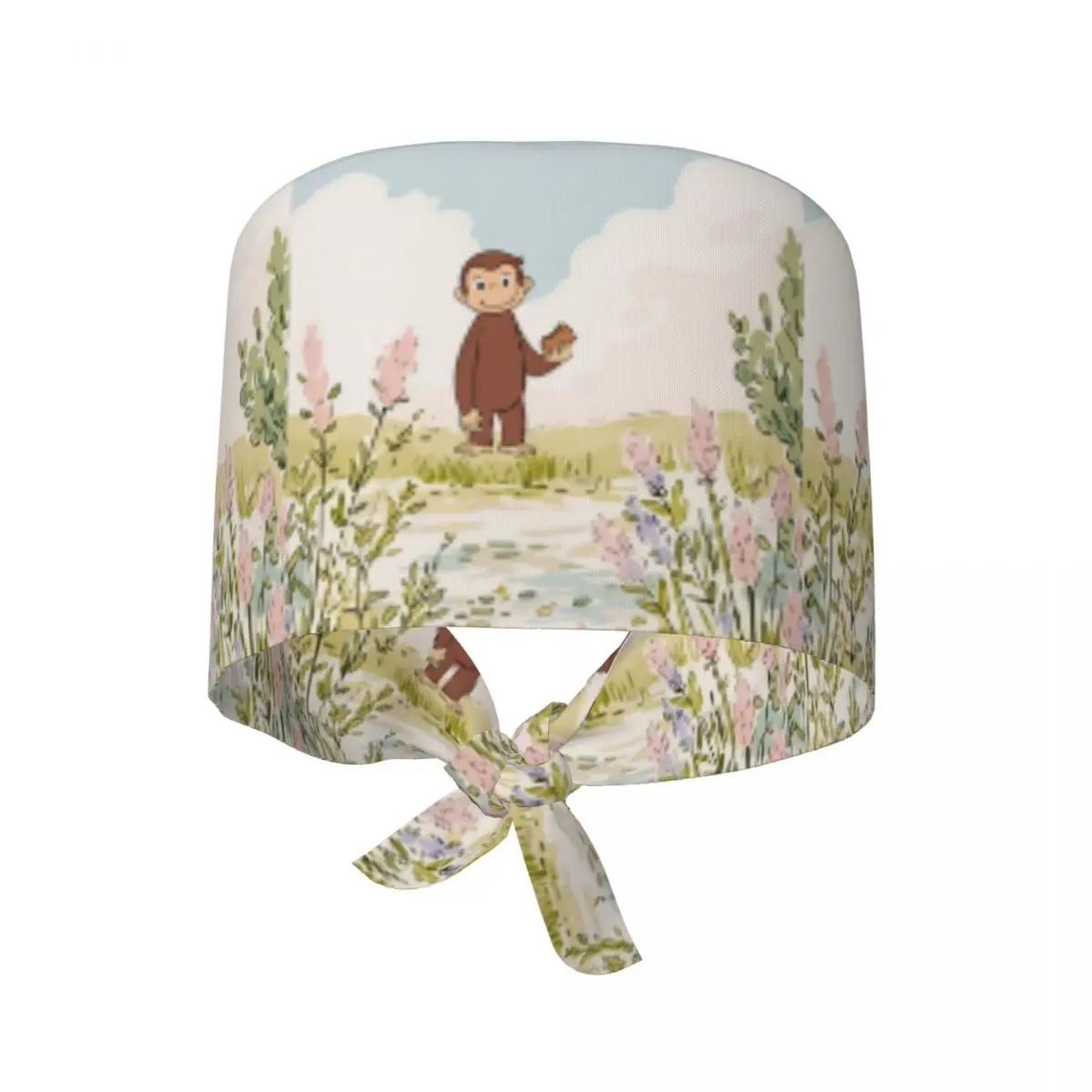 Working Caps  Men Women Curious George Monkey Nursing Hats Soft Comfy Work Scrubs Hat Trendy Holder Long Hair Custom Medical Hat