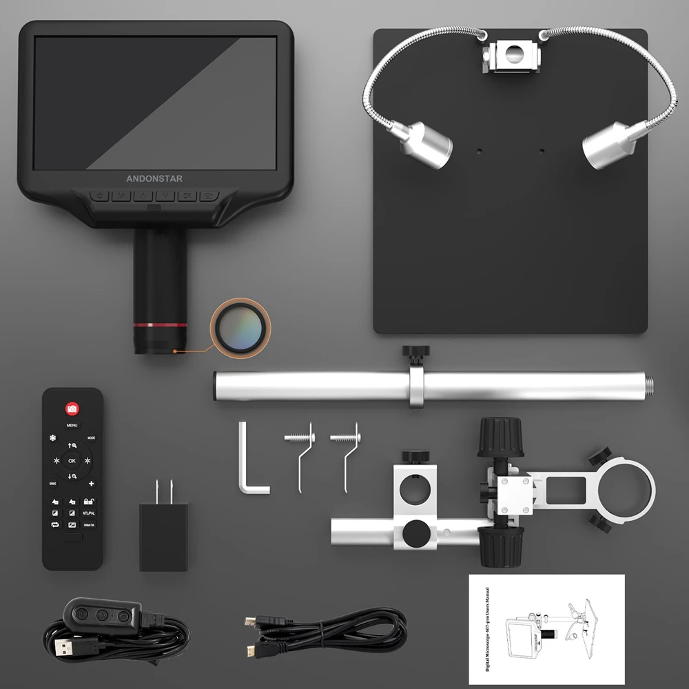 Andonstar AD407 Pro 7 inch 270X HDMI Digital Microscope,Upgraded 12.5 inch Metal Stand for Professional PCB/SMD Soldering Tools