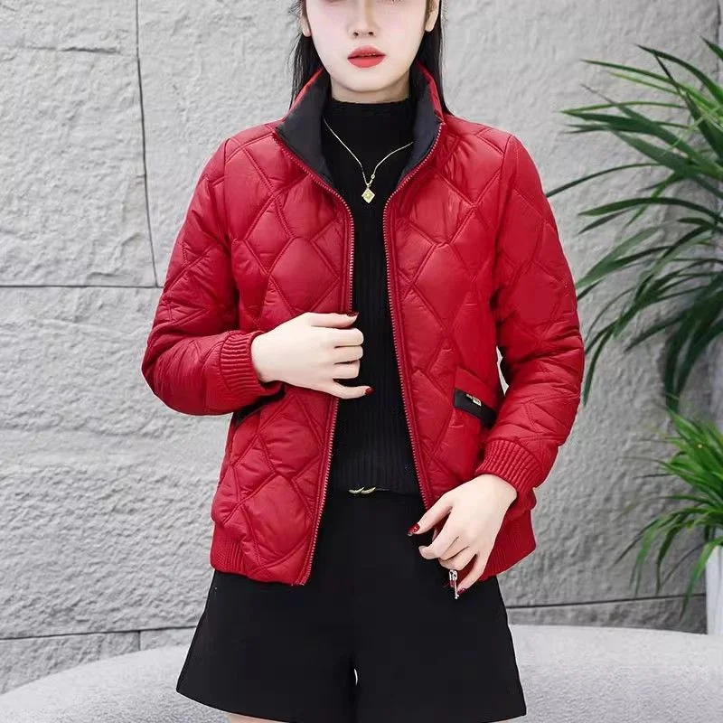 Korean Women Large Size 5XL Cotton Padded Jacket 2025 Femme Light Thin Parkas Outwear Autumn Winter Lady Short Down Cotton Coat