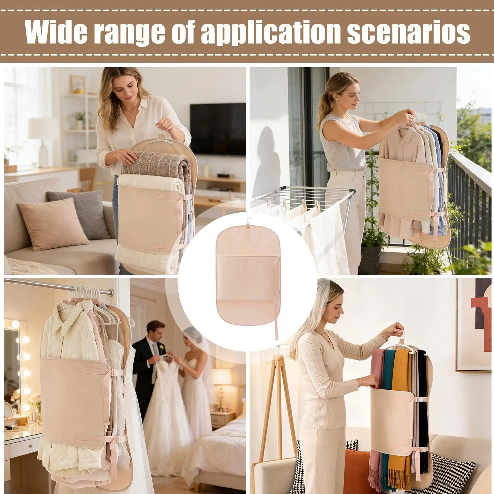 

Garment Bag Large Capacity Foldable With Strap Adjustable Coat Bags For Closet Storage For Closet Home Dorm Apartment Travel