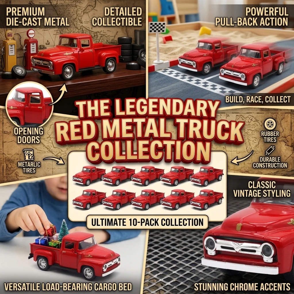 1/5/10pcs Red Metal Truck Toy Vintage Red Mini Classic Pickup Truck Kids Children's Christmas New Year Toy Red Metal Truck Toy