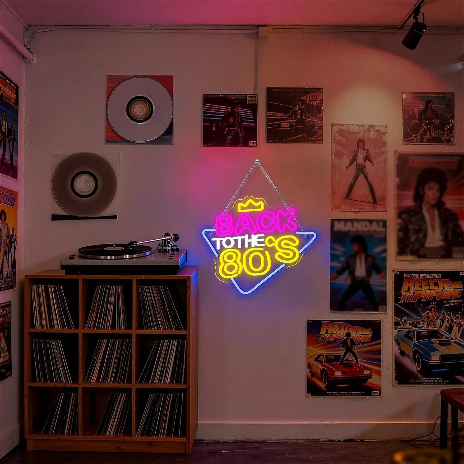 Back To The 80'S Neon Sign Dimmable LED Lights For Nostalgic Themed Disco Bar Retro Costume Party Indoor Wall Decor Night Light