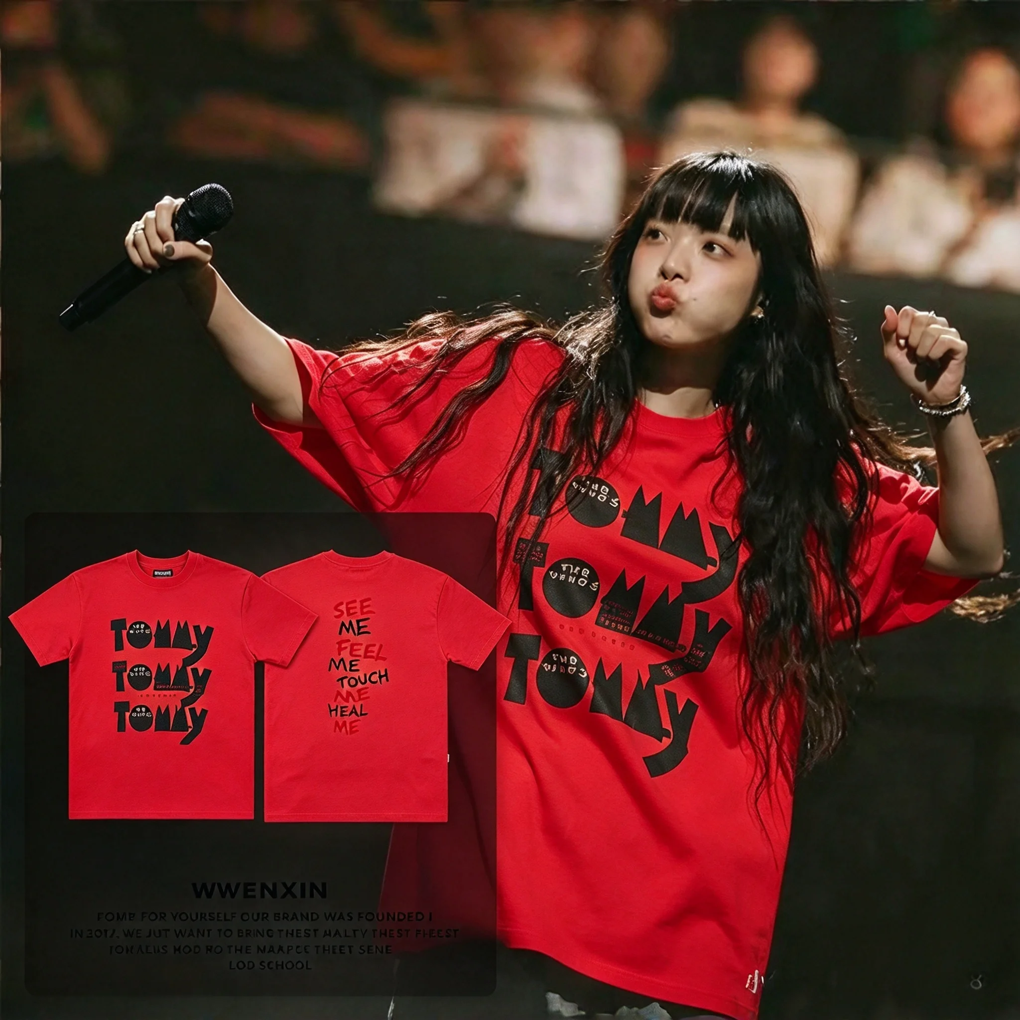 2026 Stacked Letter Art Graphic Short Sleeve T Shirt, Bold Multi-Line Text Print Concert Street Style Casual Tops for Men  Women