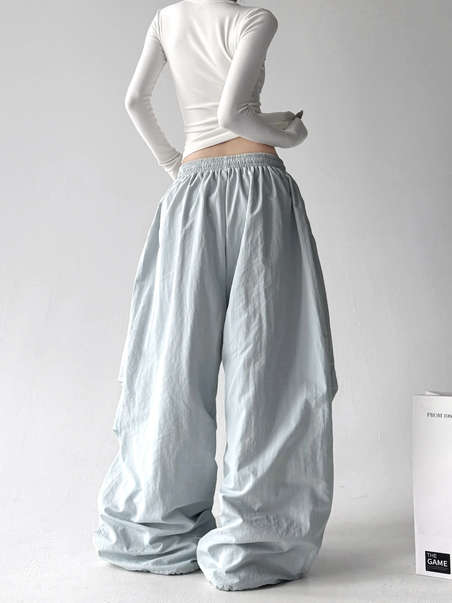 2025年冬新作 Sle レディース スキーパンツ ハイウエスト ルーズ ワイドレッグ カジュアル ブルー ラジースレ トラウザーズ 快適なナイロン生地