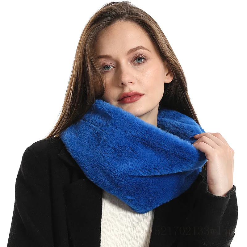 Unisex Plush Ring Fur Neck Scarf, Monocromático, Quente, Grosso, Ao ar livre, Caminhadas, Ciclismo, Snood, Mulheres, Crianças, Moda, Inverno, 2023