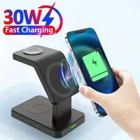 3 In 1 Magnetic Wireless Charger Stand for iPhone 16 15 14 13 Pro Max Apple Watch 1-8 AirPods Macsafe Fast Charging Station Dock