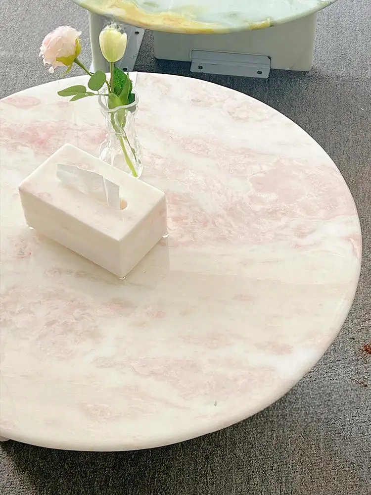 

Natural Marble Round Coffee Table, Designer Luxury Art Piece for Sofa, Heat & Scratch Resistant, Customizable