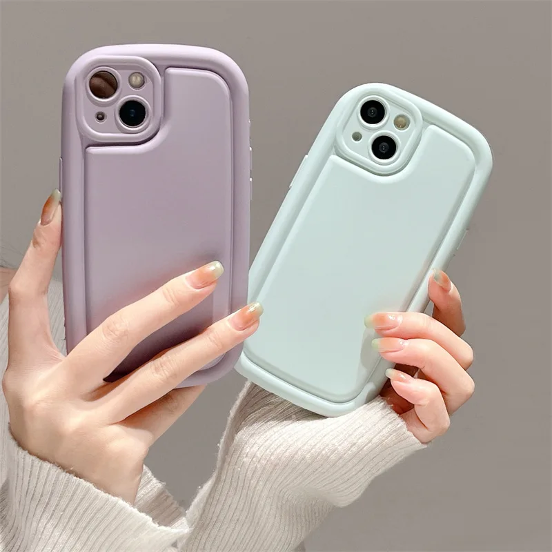 Simple solid color air cushion soap case suitable for iPhone 15 Promax silicone 13 phone case 14Plus frosted 12 anti drop 11 XR