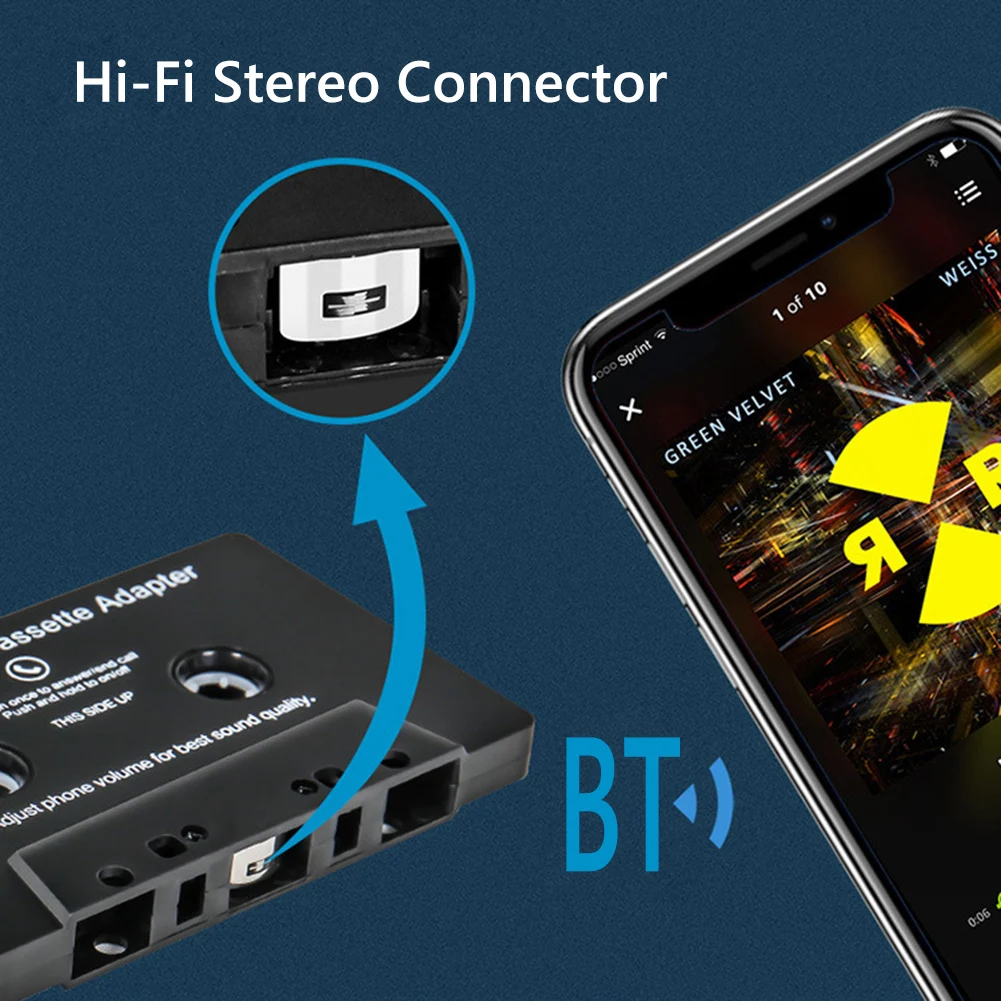 محول شريط صوتي للسيارة 5.0 عالمي يعمل بالبلوتوث مشغل MP3/SBC/AAC مشغل إستيريو AUX مع مهايئ كاسيت صوتي للموسيقى مع ميكروفون