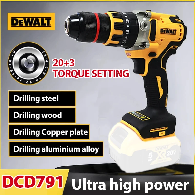 DEWALT-taladro compacto inalámbrico DCD791, destornillador con Motor sin escobillas, herramientas eléctricas recargables para el hogar, 18V