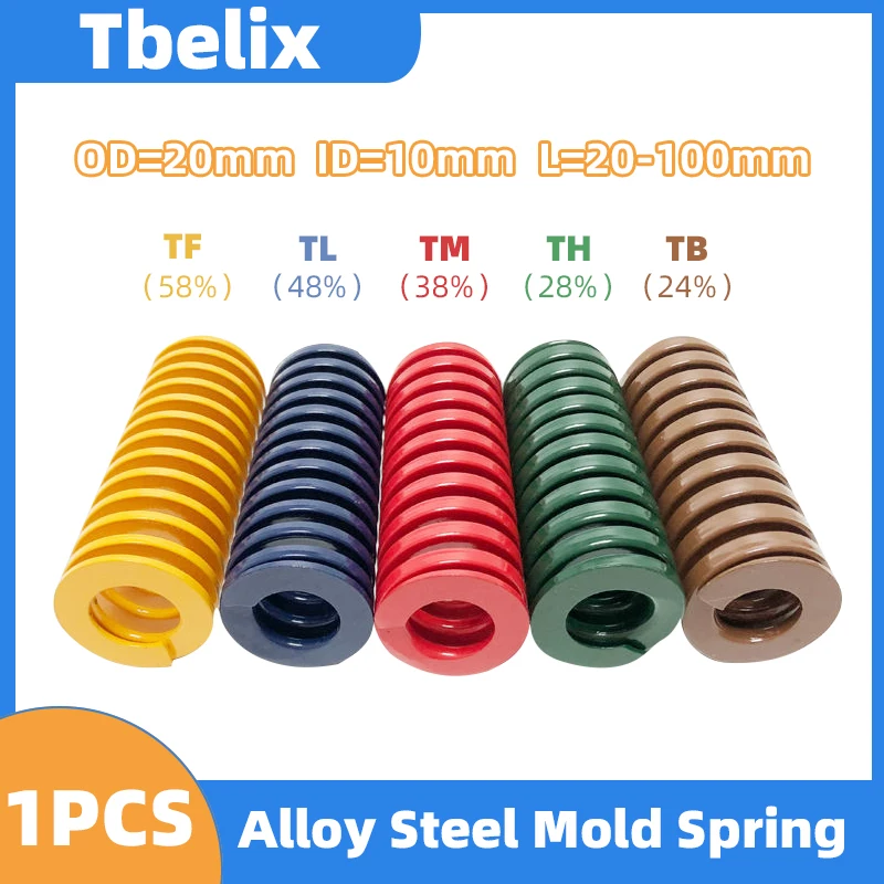 

Tbelix 1Piece Die Spring Spiral Stamping Compression Load Mold Springs Outside Diameter=20mm Inner Diameter=10mm L=20-100mm ﻿