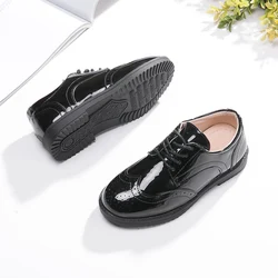 Zapatos de piel auténtica para niños, mocasines planos, clásicos, color negro