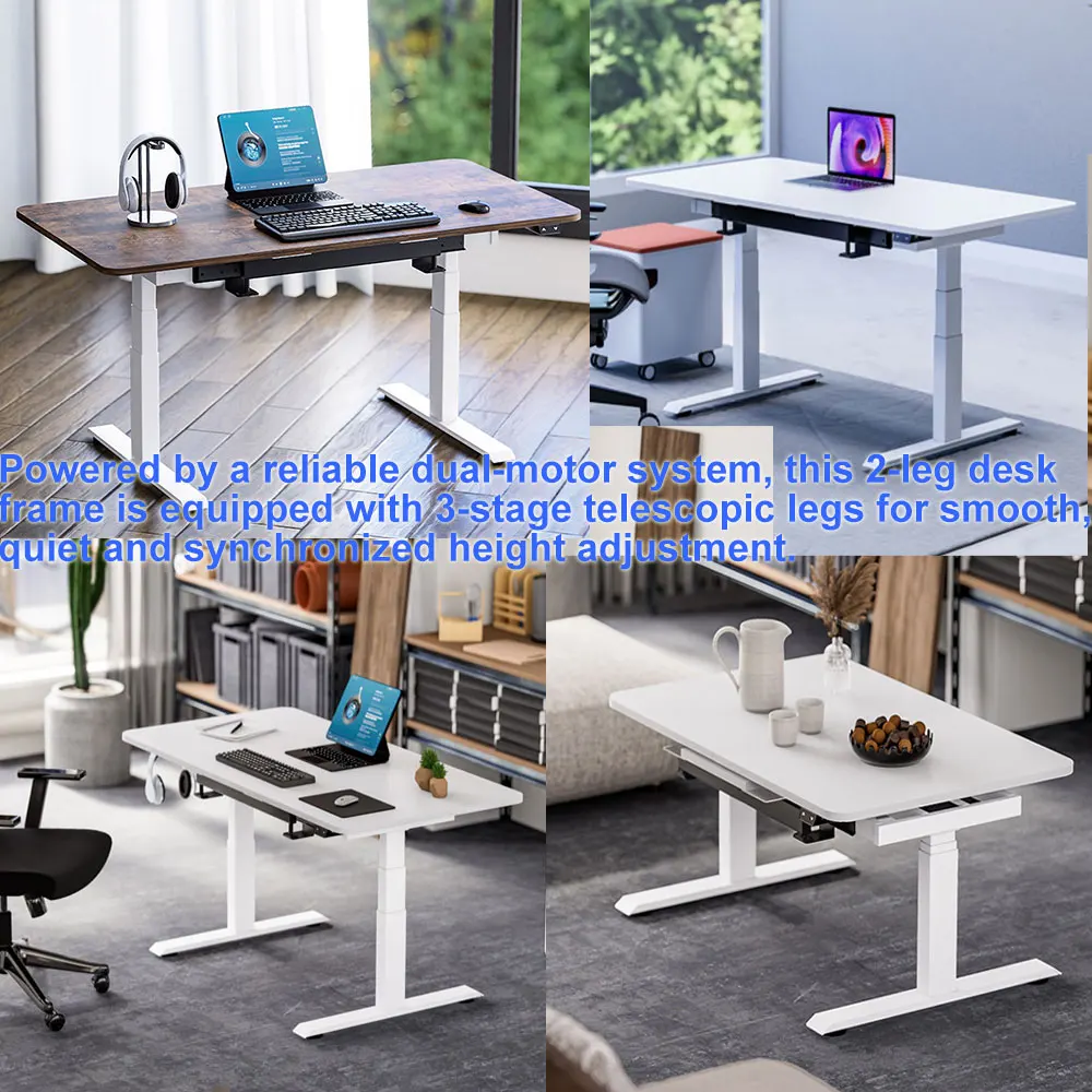 Height Adjustable Dual Motor Motor Sit Stand Desk Ergonomic Design Office Home Study Multi-functional Casual Table