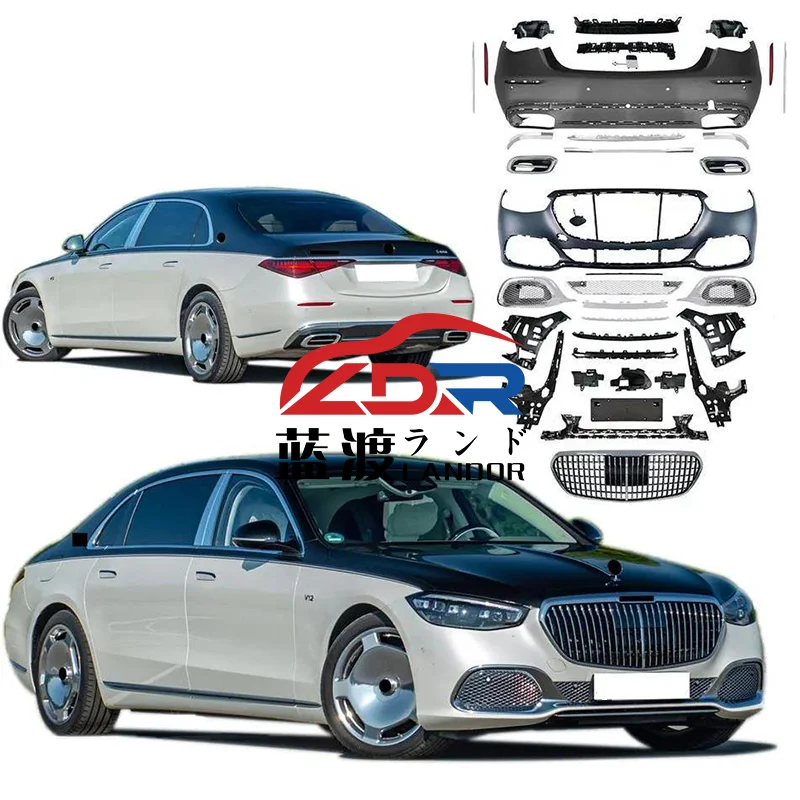 Latest Style forbenz S- Class 2020+ W223 Upgrade to 2024 MBH Style Car Body Kit pp Bumper Grille Chrome
