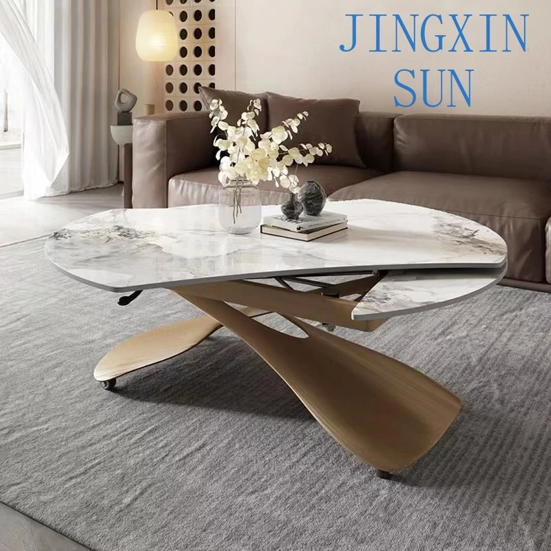 Extendable Lifting Table Multi-functional Round Oval Square Shape Adjustable Coffee Dining Table