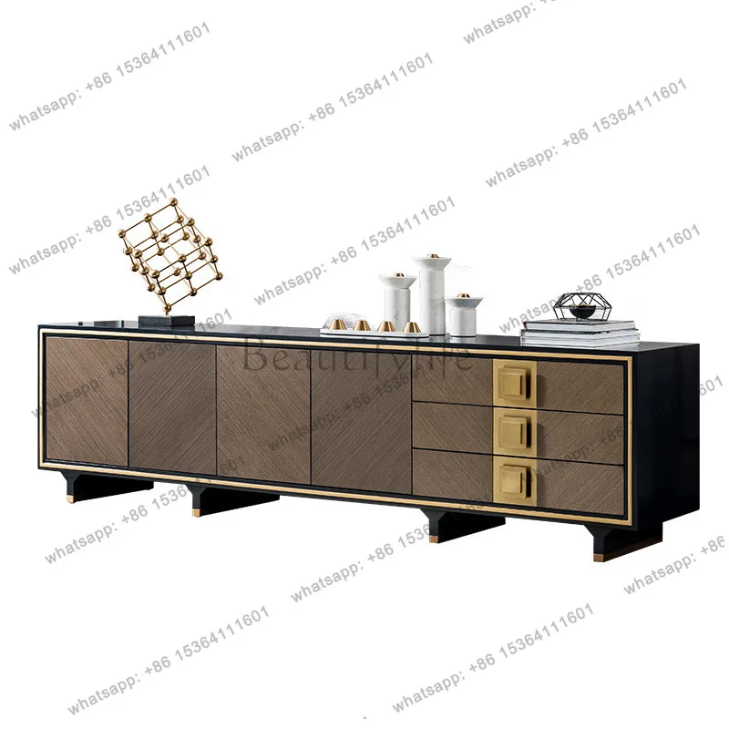 

Light luxury American solid wood TV cabinet household living room modern low cabinet storage storage