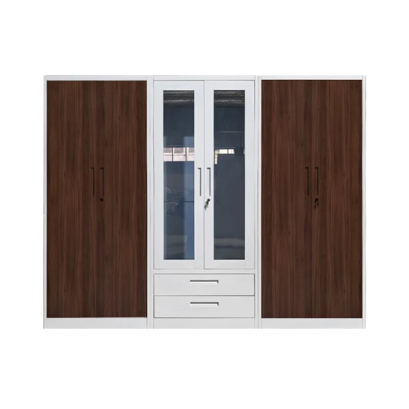 custom.Style Home Furniture Modern Customized Color 6-Door Steel Indian Wardrobe Cabinet Multifunction Bedroom Metal Steel Stora