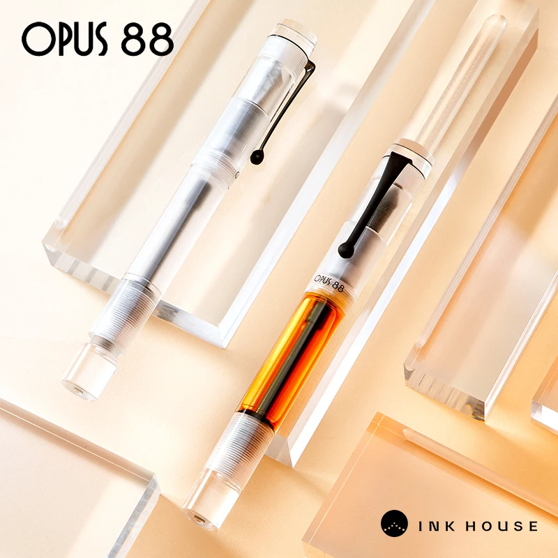 OPUS 88 DEMO Fountain Pen Transparent Demonstrator Orange JOWO Nib Eye Dropper Filling System Large Ink Capacity
