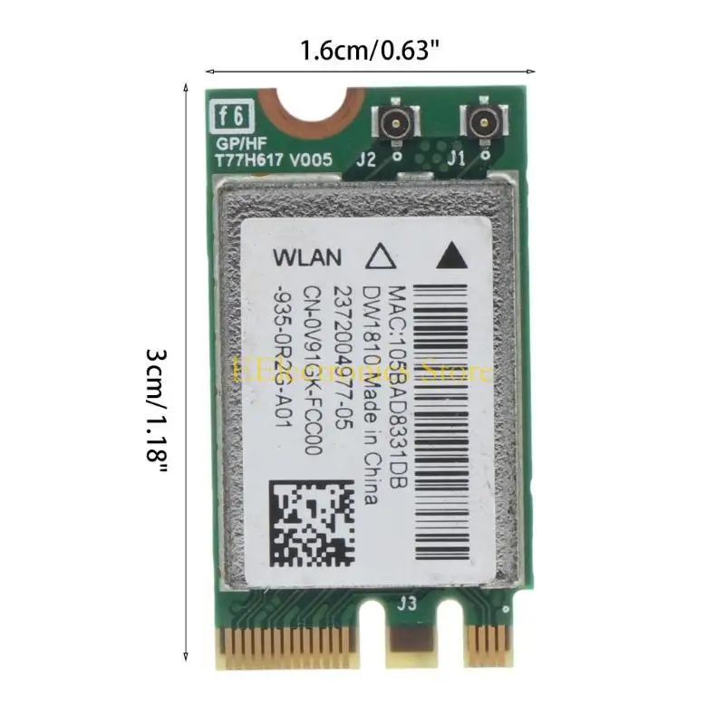 B03C QCNFA435 802.11AC 433Mbps M.2 NGFF WiFi 어댑터 무선 W 호환 4.1 용 Delldw1810 용 WLAN 카드.