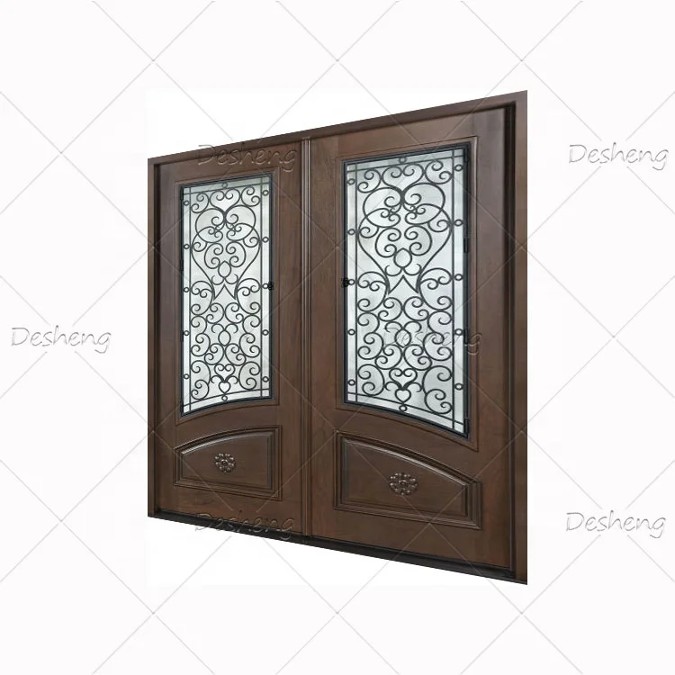 

Residential Villa Customized Big Size Hurricane Luxury Design Wrought Iron Resistant Entrance Entry Door